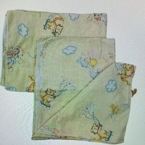 Dundee Cotton Nursery Baby Receiving Blanket Set Nursery Cat Bunny Rabbit Balloo